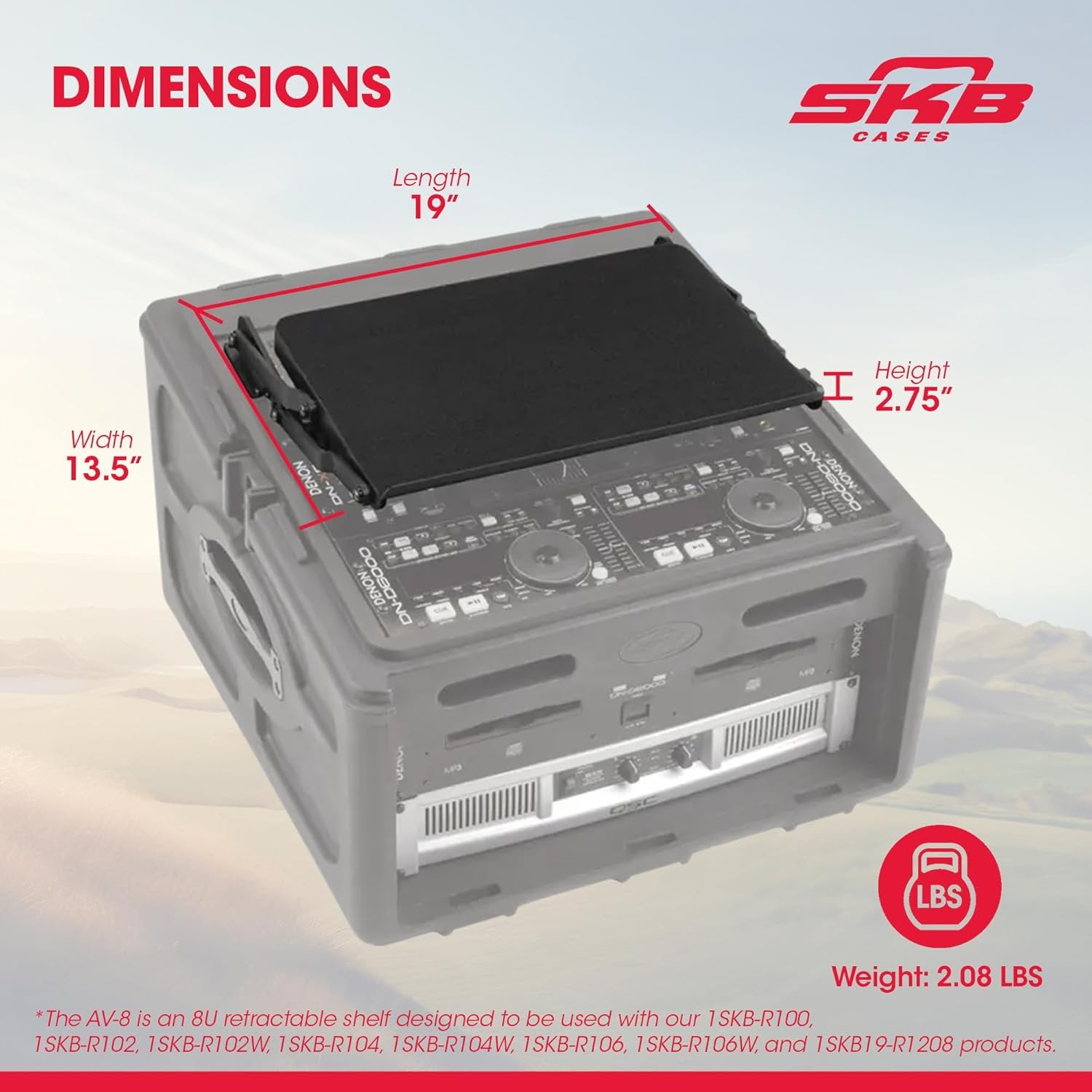 SKB 19" AV shelf for 8U+ slant top racks