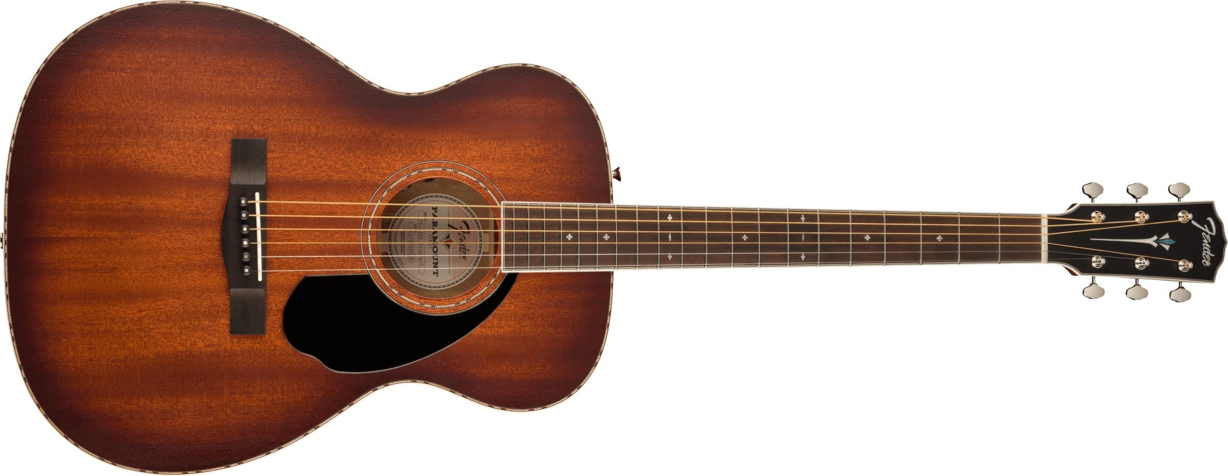 Fender Paramount PO-220E All-Mahogany Orchestra Acoustic Guitar, with 2-Year Warranty, Aged Cognac Burst, with Case