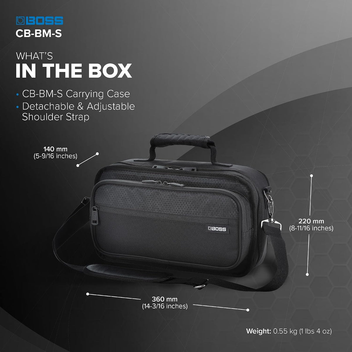 BOSS CB-BM-S | Compact Multi-Effects Case | Compatible GX-10, GT-1 & GT-1B | Lightweight & Durable | Thick Internal Padding | Adjustable Shoulder Strap | Versatile Accessory Pockets
