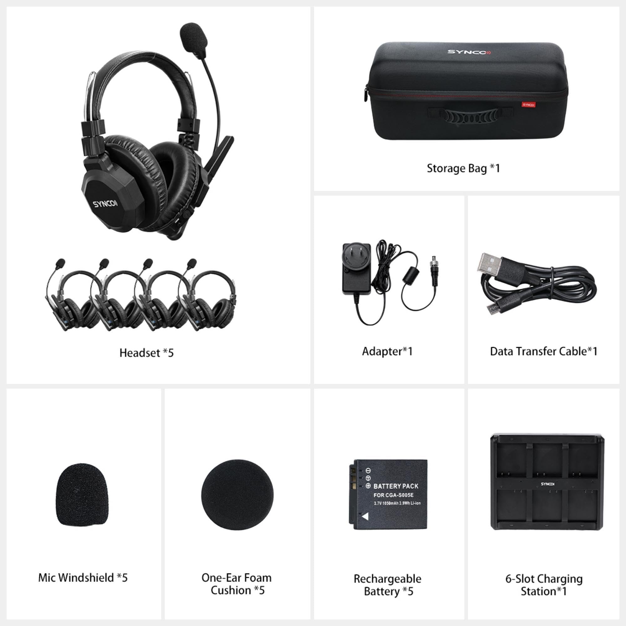 SYNCO Xtalk XMax2 Full-Duplex Wireless Intercom System with 2 Double-Ear Headsets (2.4 GHz) Random Master Device Design for Team Communication,Movie Shoot,Live Show Stage Performance