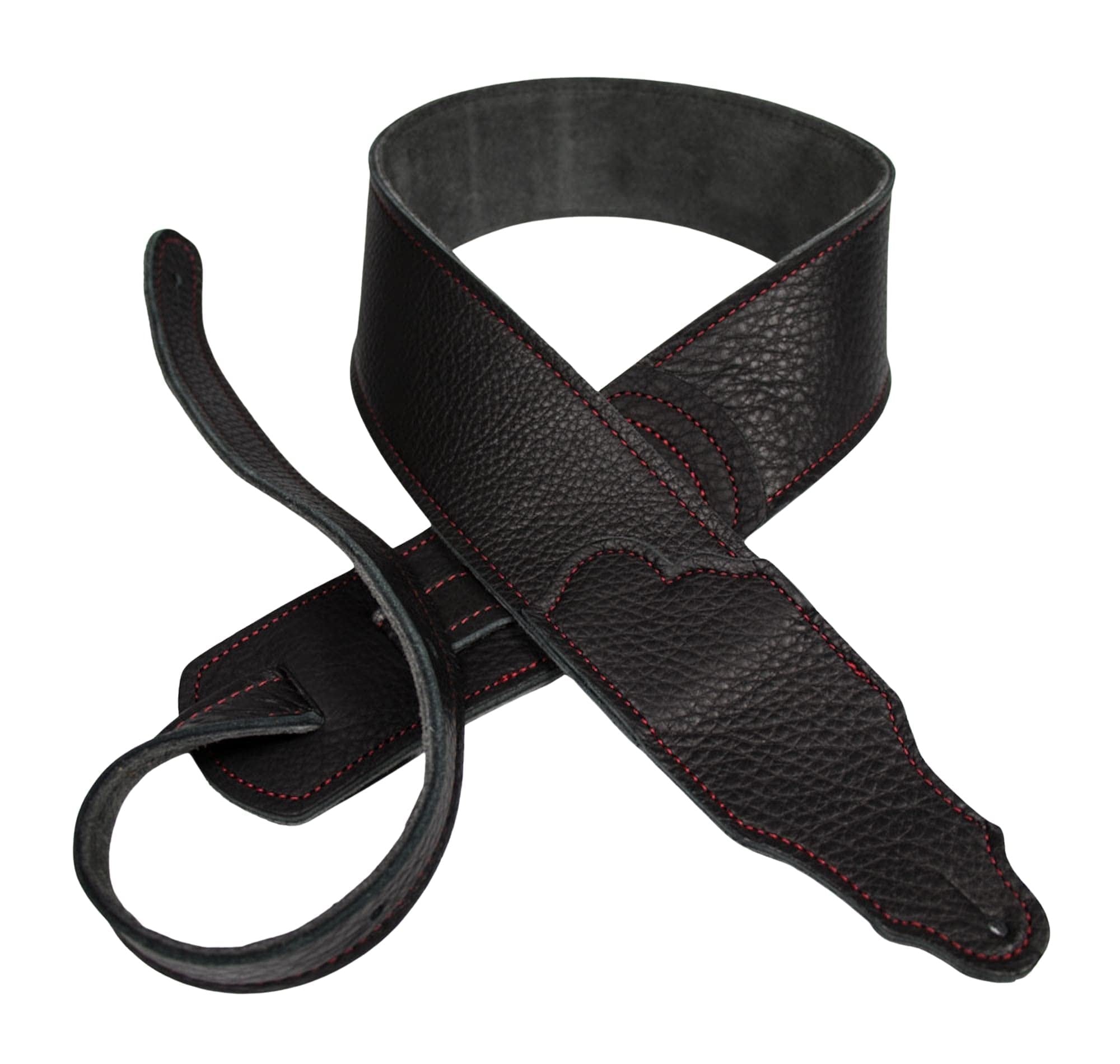 Franklin Strap Original Black Glove Leather with Suede Backing Guitar Strap