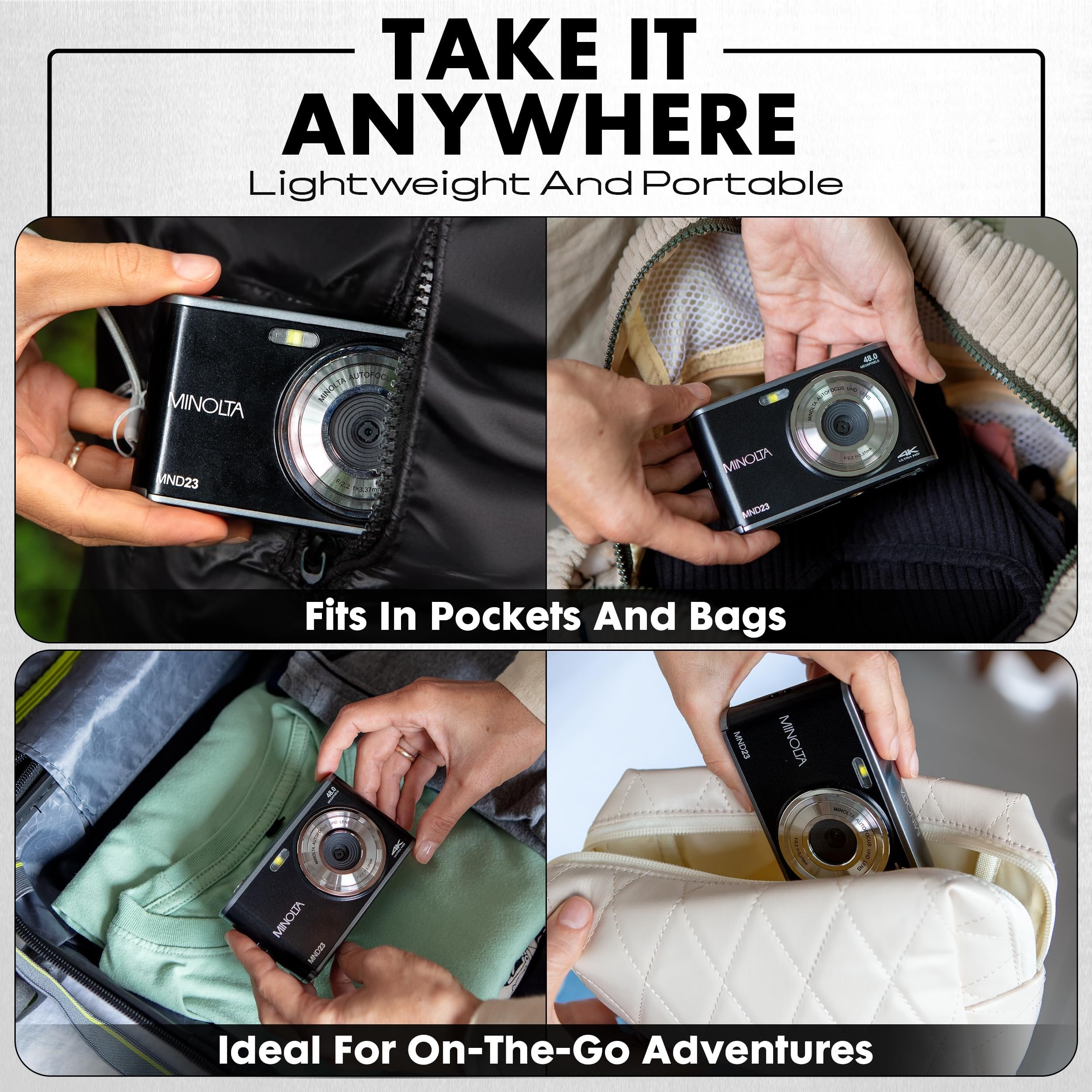 Minolta 48 Mega Pixels Point & Shoot Digital Camera with Rear Selfie Lens, Autofocus & 4K Ultra HD Video