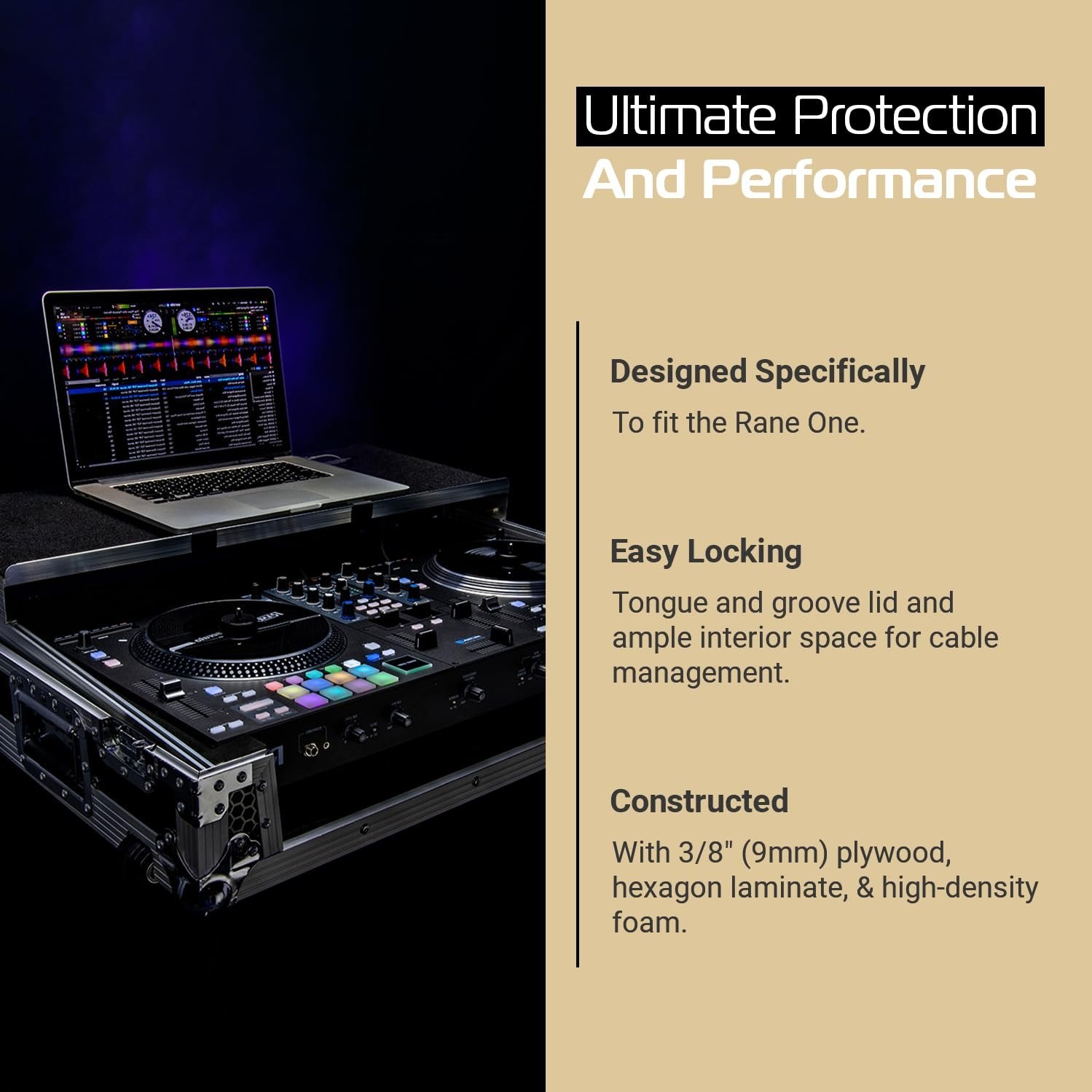 Headliner Flight Case Compatible with Rane One with Laptop Platform and Wheels
