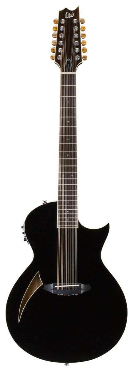 ESP LTD TL-12 Thinline 12-String Acoustic Electric Guitar, Black