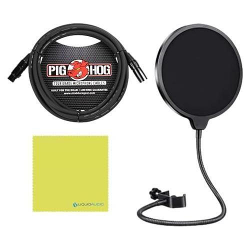 Liquid Audio Heil Sound PR 40 Dynamic Cardioid Studio Microphone Bundle w/Pig Hog PHM10 8mm Mic Cable, Pop Filter Polishing Cloth
